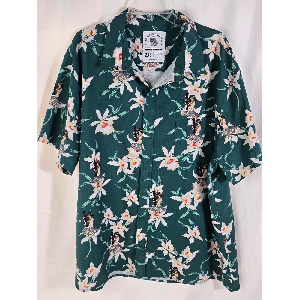 Savage Tacticians SAVTAC Snap Button Up Shirt Mens  2XL Hula Ar Girl